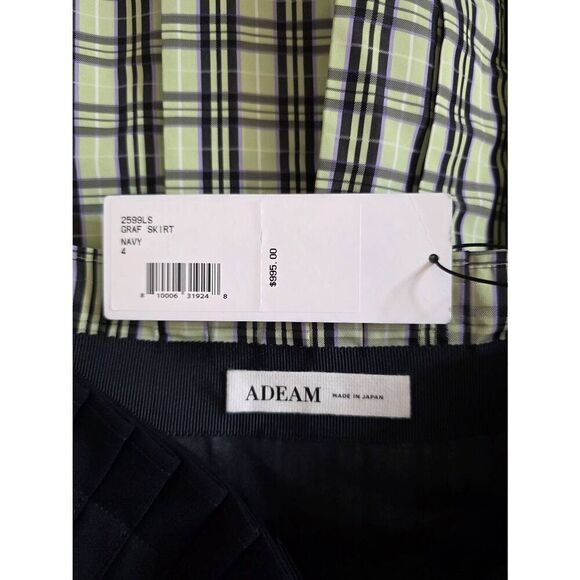 ADEAM Graf Skirt, check & Two Tone Pleated Navy Size 4 NWT $995 - Picture 10 of 10